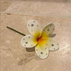 Hawaiian Plumeria For Hair, White Sparkle Accents